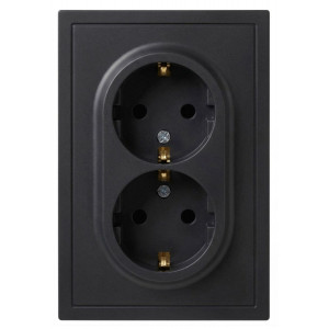 Розетка Эра Galaxy 15-2104-05 с заземлением двойная 2X2P+E Schuko 16А-250В IP20 антрацит Б0070685