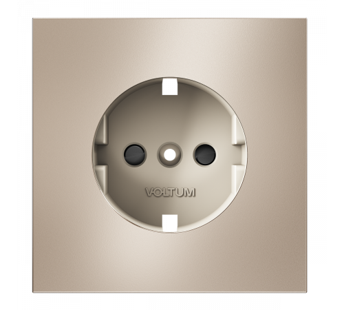 Накладка для розетки с заземлением и защитными шторками S70 Metal (платина) Voltum VLSM000710