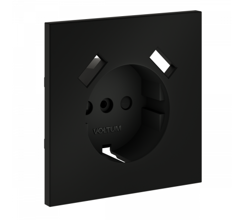 Накладка для розетки с заземлением и защитными шторками, с USB A+A Voltum S70 (черный матовый) VLS000908