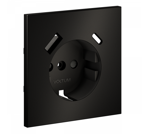 Накладка для розетки с заземлением и защитными шторками с USB A+C S70 Metal (антрацит) Voltum VLSM001012