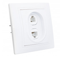 Розетка телефонная RJ11 + компьютерная RJ45 скрытой установки IP20, белая 