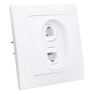 Розетка телефонная RJ11 + компьютерная RJ45 скрытой установки IP20, белая 