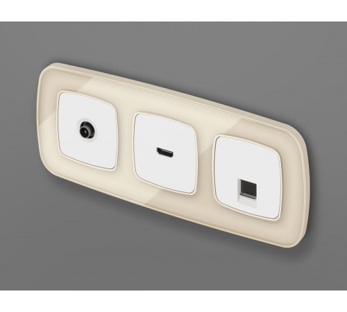 Комплект механизма компьютерной розетки Ambrella Volt RJ-45 (8P8C) CAT6A экранированной с автоматической защитной шторкой OMEGA MO112005 Белый глянец QUANT (OP1120, VM185)