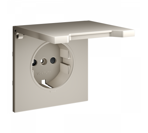 Накладка для розетки с заземлением, защитными шторками и крышкой Voltum S70 (кашемир) VLS000803