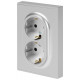 Розетка Эра Arktik 16-2105-03 двойная с заземлением 2X2P+E Schuko со шторками 16А-250В алюминий Б0070456