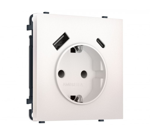 Комплект механизма электрической розетки SIGMA Жемчуг 2USB A+C 20W Ambrella Volt MS210010 (SP2100, PR160)