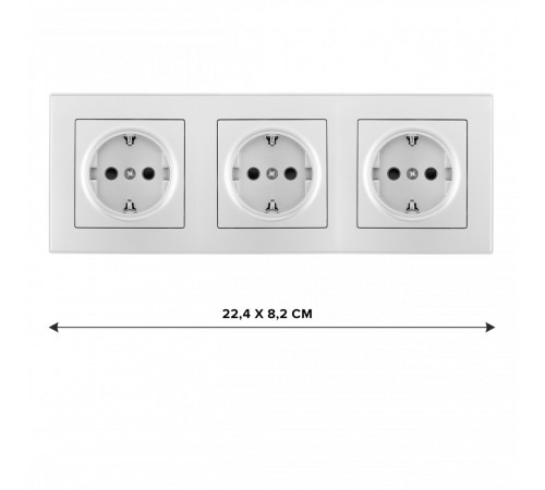 Розетка тройная (трехпостовая) с/з и шторками Arte Milano SET06-3-40-1x3 silver Розетка тройная (трехпостовая) с/з и шторками Arte Milano SET06-3-40-1x3 silver