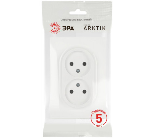 Розетка Эра Arktik 16-2107-08 без заземления двойная 2X2P 16А-250В белый матовый Б0071688