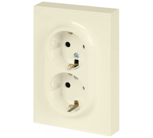 Розетка Эра Arktik 16-2105-02 двойная с заземлением 2X2P+E Schuko со шторками 16А-250В слоновая кость Б0070455