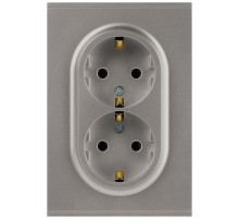 Розетка Эра Arktik 16-2105-07 двойная с заземлением 2X2P+E Schuko со шторками 16А-250В титан Б0070460