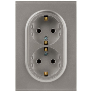 Розетка Эра Arktik 16-2105-07 двойная с заземлением 2X2P+E Schuko со шторками 16А-250В титан Б0070460