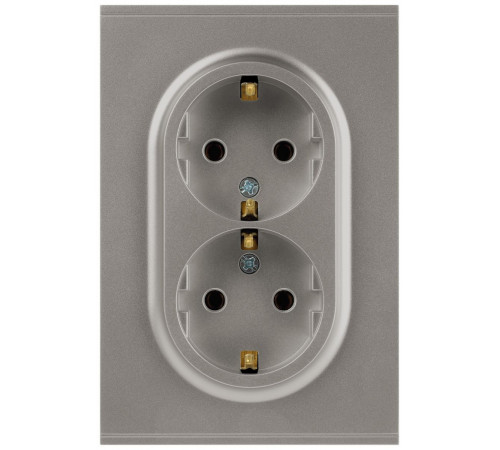 Розетка Эра Arktik 16-2105-07 двойная с заземлением 2X2P+E Schuko со шторками 16А-250В титан Б0070460