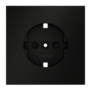 Накладка для розетки с заземлением и защитными шторками Voltum S70 (черный матовый) VLS000708