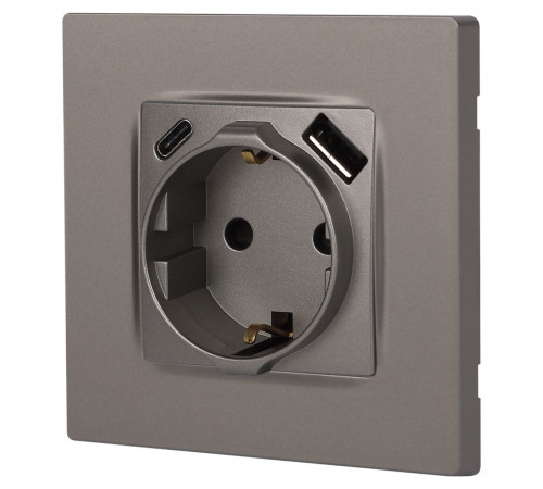 Розетка со шторками с USB type-A+C Эра 12-4108-16 Б0067762