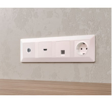 Комплект механизма TV розетки оконечной экранированной 5-1000MHz 3dB Alfa Жемчуг Quant Ambrella Volt MA213005 (AP2130, VM199)