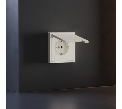 Накладка для розетки с заземлением, защитными шторками и крышкой Voltum S70 (хлопок) VLS000813