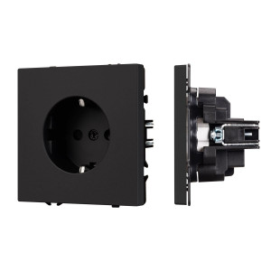 Розетка зк со шторками софт-тач черный оникс Arlight SCT-MEU-SFPL-BK (250V, 16A) 054277(1)