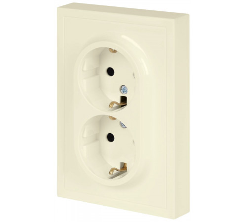 Розетка Эра Galaxy 15-2104-02 с заземлением двойная 2X2P+E Schuko 16А-250В IP20 слоновая кость Б0070679