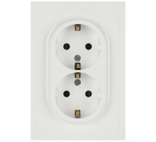 Розетка ЭРА Galaxy 15-2104-01 с заземлением двойная 2X2P+E Schuko 16А-250В IP20 белый Б0070678