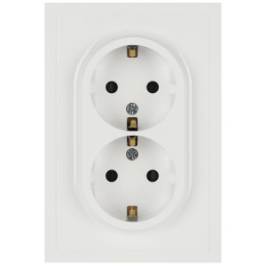Розетка ЭРА Galaxy 15-2104-01 с заземлением двойная 2X2P+E Schuko 16А-250В IP20 белый Б0070678