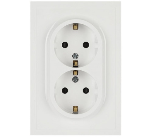 Розетка ЭРА Galaxy 15-2104-01 с заземлением двойная 2X2P+E Schuko 16А-250В IP20 белый Б0070678