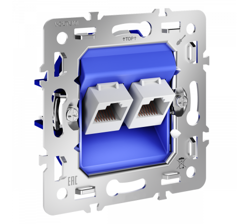 Механизм розетки компьютерной двойной RJ45+RJ45 кат.6 Voltum S70 VLS0602M