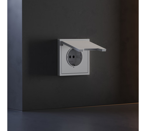 Накладка для розетки с заземлением, защитными шторками и крышкой Voltum S70 (серый) VLS000816