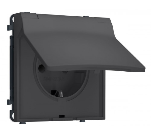 Комплект механизма электрической розетки SIGMA Графит Мягкое касание 50Hz 2P+E с/з с/ш и крышкой IP44 16A-250V QUANT PRO Ambrella Volt MS908010 (SP9080, PR141)