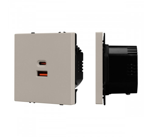 USB Розетка тип A+C софт-тач кашемир Arlight SCT-MUAC-SFPL-FC-CA (65W, QC3) 059446(1)