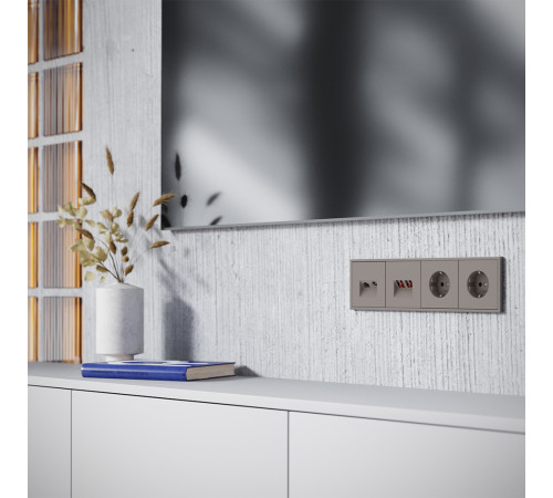 Накладка для розетки TV+RJ45 кат. 6 Voltum S70 (капучино) VLS002714