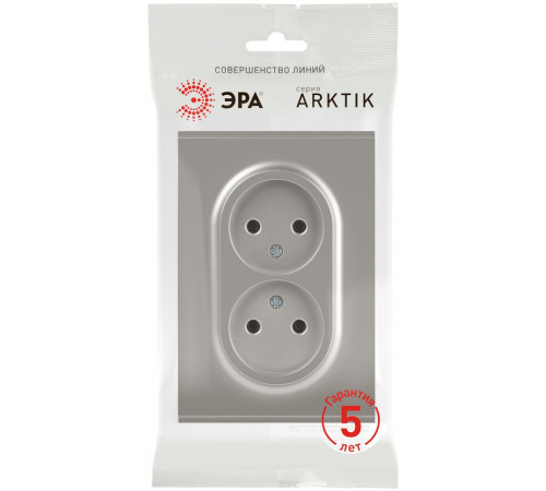 Розетка Эра Arktik 16-2107-07 без заземления двойная 2X2P 16А-250В титан Б0071687
