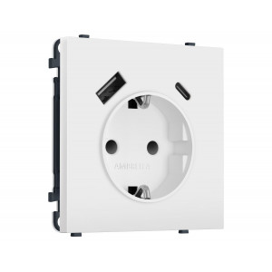 Комплект механизма электрической розетки SIGMA Белый матовый 2USB A+C 20W Ambrella Volt MS130010 (SP1300, PR160)