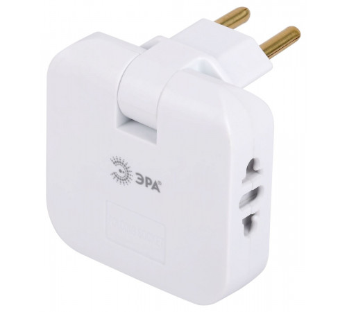 Разветвитель электрический Эра SPF-2-FL-USBC поворотный на 2 розетки + 2USB A+C 10А белый Б0069090