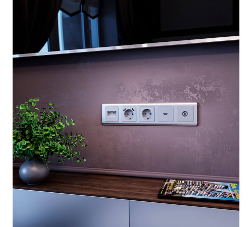 Розетка двойная Ethernet RJ-45 Werkel серебряный W1181106 4690389156489