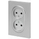 Розетка Эра Arktik 16-2107-03 без заземления двойная 2X2P 16А-250В алюминий Б0071683