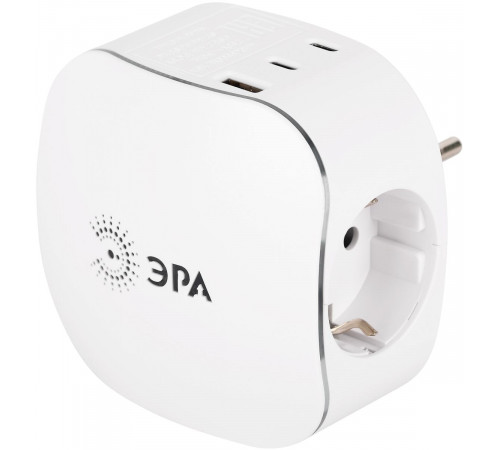 Разветвитель электрический ЭРА SP-3e-3USBAC-W на 3 розетки + 3 USB A+C с заземлением со шторками 16А белый Б0069081