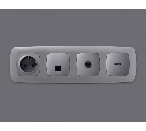 Комплект механизма компьютерной розетки Ambrella Volt RJ-45 (8P8C) CAT6A экранированной с автоматической защитной шторкой OMEGA MO512005 Сталь матовый QUANT (OP5120, VM185)