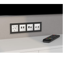 Комплект механизма розетки компьютерной + TV оконечной RJ-45 с автоматической защитной шторкой Alfa Белый глянец Quant Ambrella Volt MA112510 (AP1125, VM195)