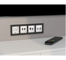 Комплект механизма розетки компьютерной + TV оконечной RJ-45 с автоматической защитной шторкой Alfa Белый глянец Quant Ambrella Volt MA112510 (AP1125, VM195)