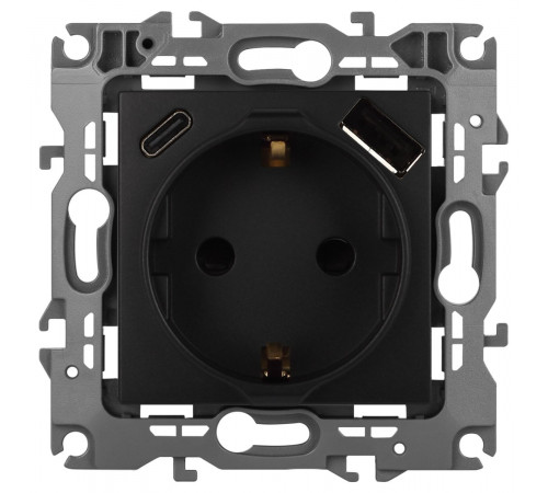 Розетка со шторками с USB type-A+C Эра 12-4108-05 Б0067707 Розетка со шторками с USB type-A+C Эра 12-4108-05 Б0067707