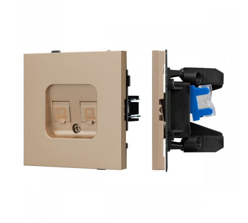 Механизм компьютерной розетки двойной Arlight SCT-TENDO-MPC2-PL-GD (RJ-45, CAT6) 054103