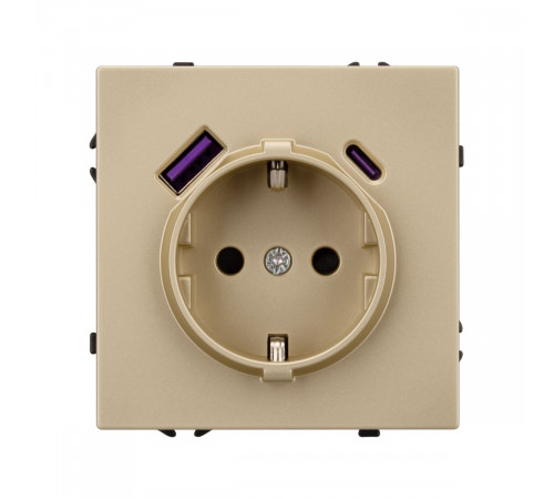 Розетка зк со шторками с USB тип А+С софт-тач золотой песок Arlight SCT-MUAC-SFPL-GD (250V, 16A) 054286(1)