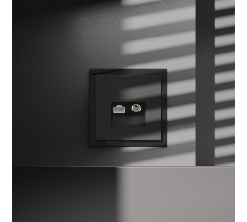 Розетка телевизионная встраиваемая Voltum S70 TV+RJ45 кат. 6, (черный матовый) VLS060708