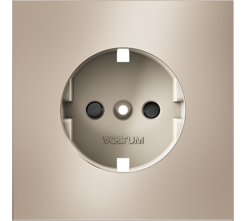 Накладка для розетки с заземлением и защитными шторками S70 Metal (платина) Voltum VLSM000710