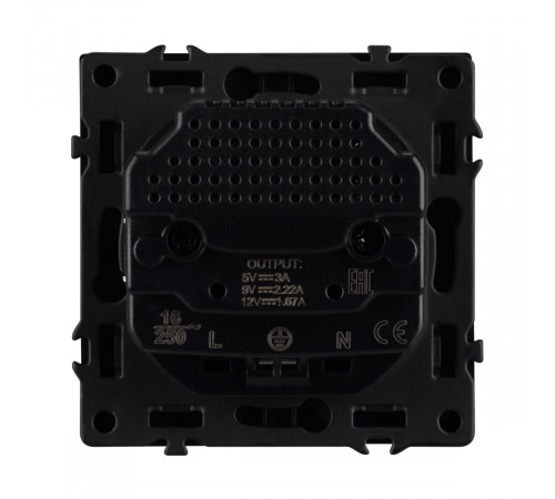 Механизм розетки с USB зарядкой Arlight SCT-NOBE-MUCC-SFPL-BK (230V, 16A) 061813