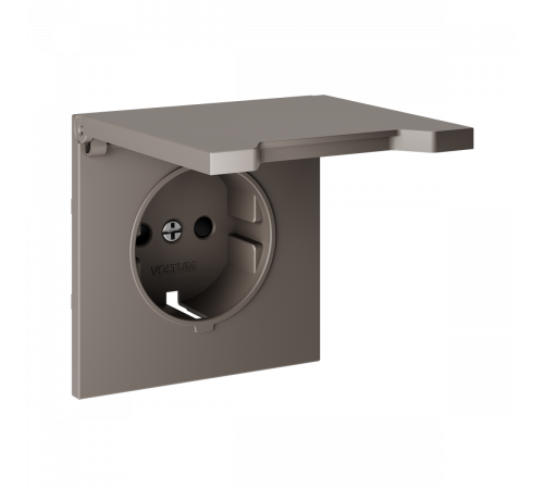 Накладка для розетки с заземлением, защитными шторками и крышкой Voltum S70 (капучино) VLS000814