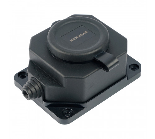 Розетка переносная 1-местная c/з Stekker RST16-1-44 250В 16А IP44 черный 50804