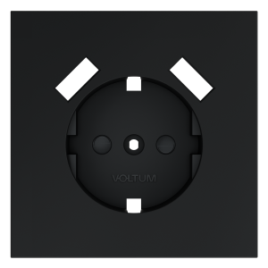 Накладка для розетки с заземлением и защитными шторками, с USB A+A Voltum S70 (графит) VLS000907
