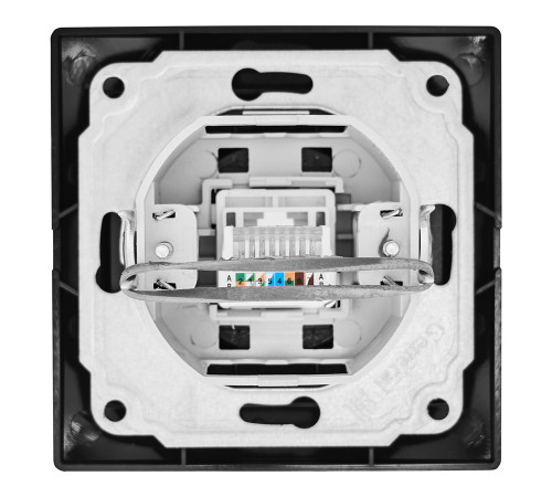 Розетка компьютерная RJ45 скрытой установки IP20, черная 