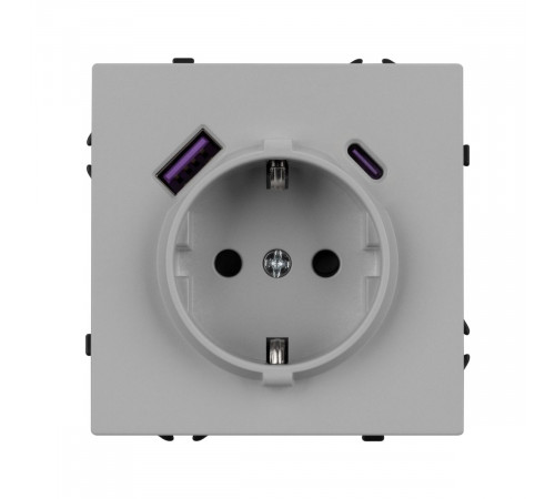 Розетка зк со шторками с USB тип А+С софт-тач никель Arlight SCT-MUAC-SFPL-IS (250V, 16A) 059445(1)